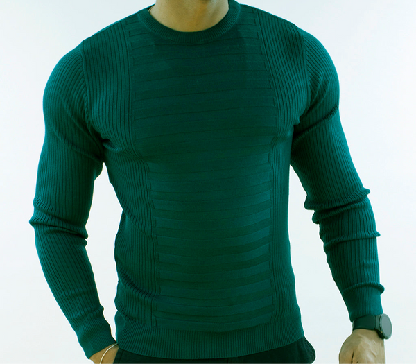 Regular Fit Crew Neck check Knitwear Pullover.  100% fine wool