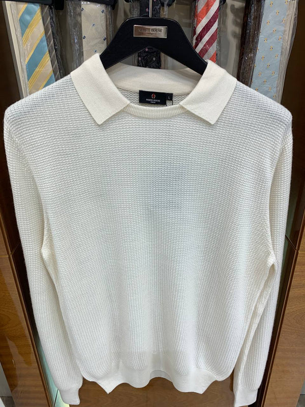 Regular Fit Crew Neck check Knitwear Pullover. 100% fine wool