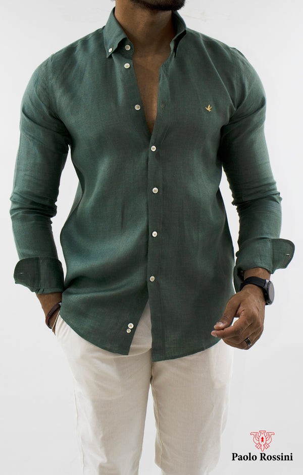 Regular Fit pure Linen Check shirt