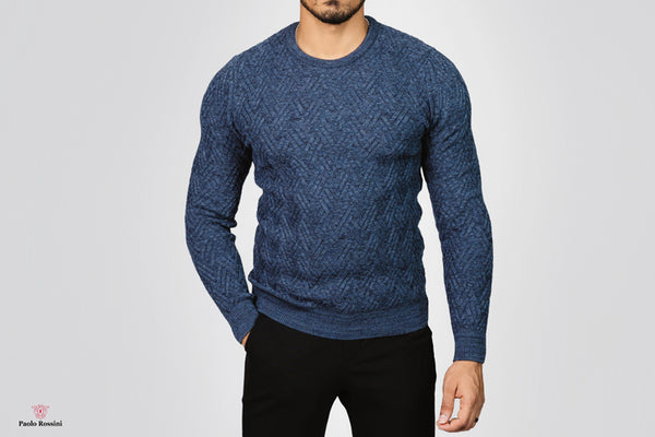 Regular Fit Crew Neck Knitwear Pullover -  Navy blue