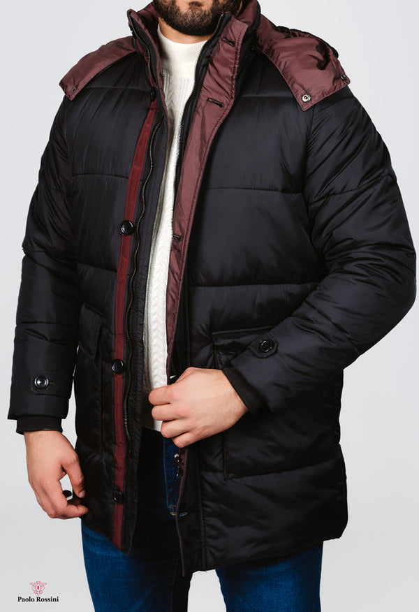 regular Fit Lined Puffer Jacket-black
