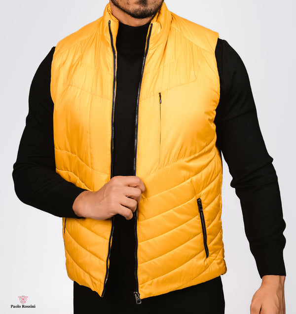 Regular Fit Bomber Puffer Vest - Yellow